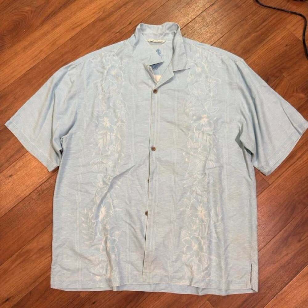 Tommy Bahama Silk Hibiscus Embroidered Button-Up Shirt